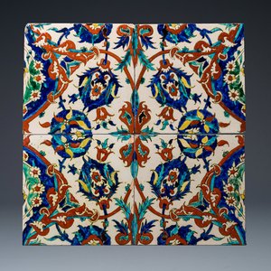 Vier Iznik-stijl tegels, Kütahya, Turkije, 19e eeuw — foto 1