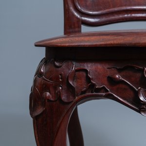 Vier koloniale Portugese of in Macao gemaakte houten stoelen met opengewerkte rugleuning, 19e eeuw — foto 34