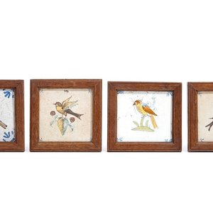 Vier polychrome Delftse tegels met vogels, 17e eeuw — foto 1