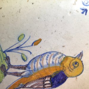 Vier polychrome Delftse tegels met vogels, 17e eeuw — foto 14