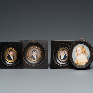 Vier portretminiaturen, Engeland en/of Frankrijk, 18/19e eeuw — foto 1