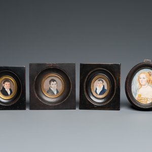 Vier portretminiaturen, Engeland en/of Frankrijk, 18/19e eeuw — foto 2