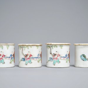 Vier ronde Chinese famille rose dekseldoosjes, 19e eeuw — foto 3