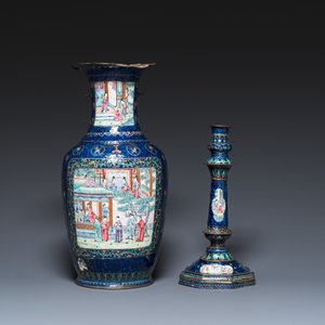 Vier stukken Chinees Canton email met blauwe fondkleur, Qianlong/Jiaqing — foto 2
