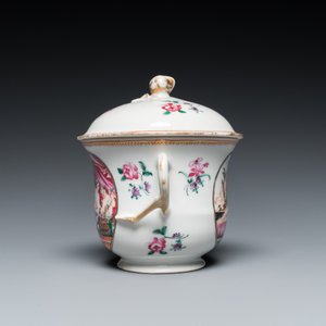 Vier stukken Chinees famille rose exportporselein met mythologische en romantische decors, Qianlong — foto 13