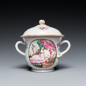 Vier stukken Chinees famille rose exportporselein met mythologische en romantische decors, Qianlong — foto 10
