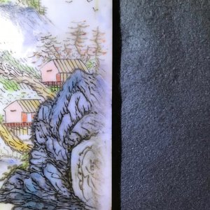 Vier vierkante Chinese qianjiang cai plaquettes met landschappen, 20e eeuw — foto 18