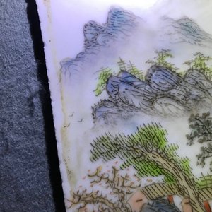 Vier vierkante Chinese qianjiang cai plaquettes met landschappen, 20e eeuw — foto 5