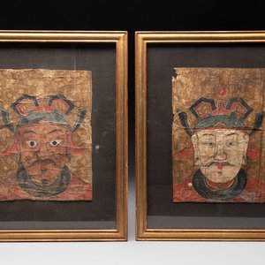 Vietnamese school: 'Two Portraits of Taoist Shamans Dao', ink and colour on parchment, 18/19th C. — photo 1