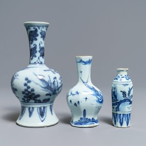Vijf blauw-witte Delftse chinoiserie vazen, eind 17e eeuw — foto 9