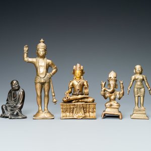 Vijf bronzen figuren, India, Japan en Tibet, 19/20e eeuw — foto 2