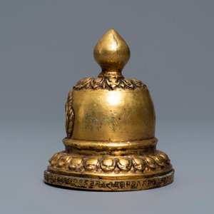 Vijf bronzen koperen Boeddhistische votieve objecten, Tibet en Nepal, 18/19e eeuw — foto 11