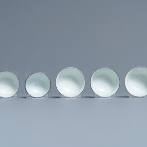 Vijf Chinese blauw-witte 'Bleu de Hue' koppen voor de Vietnamese markt, 19e eeuw — foto 7