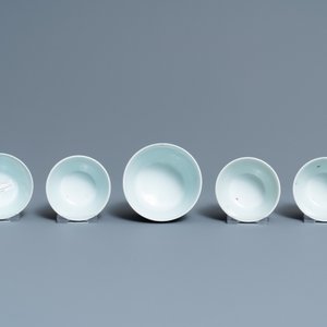 Vijf Chinese blauw-witte 'Bleu de Hue' koppen voor de Vietnamese markt, 19e eeuw — foto 7