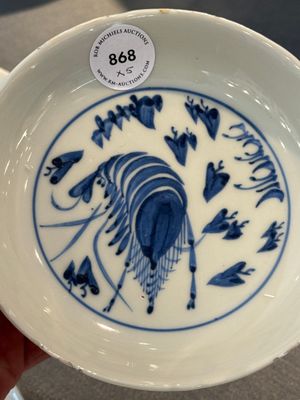 Vijf Chinese blauw-witte ko-sometsuke borden met een garnaal voor de Japanse markt, Tianqi — foto 8