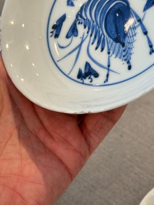 Vijf Chinese blauw-witte ko-sometsuke borden met een garnaal voor de Japanse markt, Tianqi — foto 9