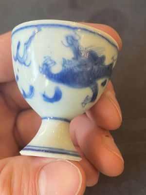 Vijf Chinese blauw-witte stem cups uit het Hatcher scheepswrak, Transitie periode — foto 15
