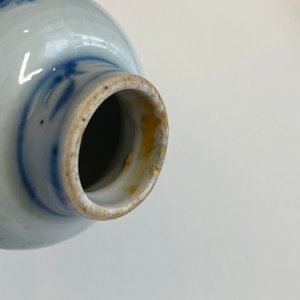 Vijf Chinese blauw-witte vaasjes waarvan één overgedecoreerd, Kangxi — foto 20