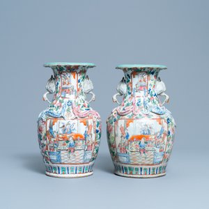Vijf Chinese famille rose vazen, 19e eeuw — foto 2