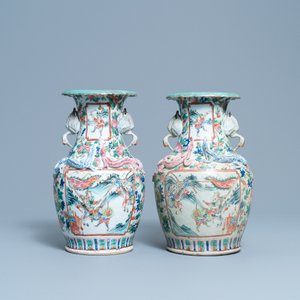 Vijf Chinese famille rose vazen, 19e eeuw — foto 4