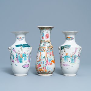 Vijf Chinese famille rose vazen, 19e eeuw — foto 8