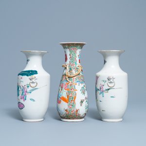 Vijf Chinese famille rose vazen, 19e eeuw — foto 9