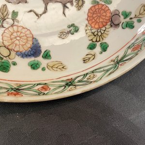 Vijf Chinese famille verte en doucai borden, Kangxi — foto 11