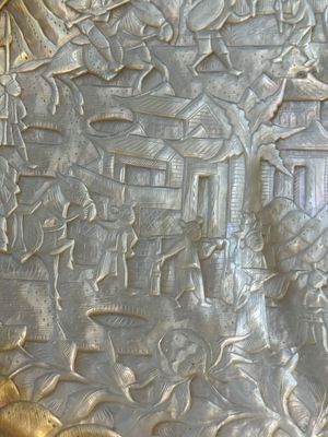 Vijf Chinese gestoken parelmoeren schelpen op houten sokkels, Canton, 19e eeuw — foto 11