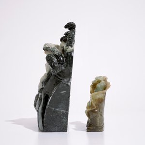 Vijf Chinese groepen in jadeiet gesculpteerd, 20e eeuw — foto 5