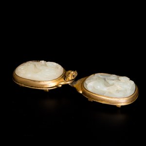 Vijf Chinese riemornamenten in witte jade, Qing — foto 5
