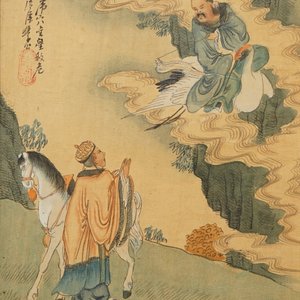 Vijf Chinese schilderingen op textiel, 19/20e eeuw — foto 5