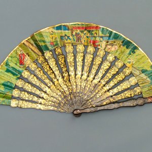 Vijf Chinese waaiers in beschilderd papier, hout en lakwerk, Canton, 19e eeuw — foto 10