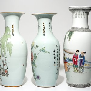 Vijf diverse Chinese famille rose vazen, 19/20e eeuw — foto 4