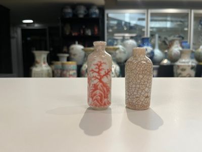 Vijf diverse Chinese snuifflessen en drie miniatuur vaasjes, 19/20e eeuw — foto 10