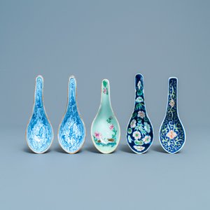 Vijf polychrome Chinese lepels, 19/20e eeuw — foto 1
