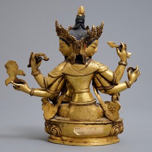 Vijf Sino-Tibetaanse verguld bronzen Boeddha’s, 19/20e eeuw — foto 12