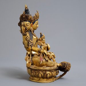 Vijf Sino-Tibetaanse verguld bronzen Boeddha’s, 19/20e eeuw — foto 11