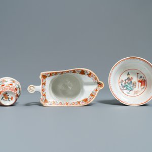 Vijf stukken Chinees famille rose en ijzerrood gedecoreerd porselein, Kangxi/Qianlong — foto 6
