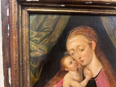Vlaamse school: Madonna met Kind, olie op paneel, 16/17e eeuw — foto 11