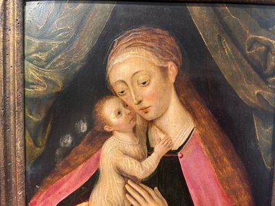 Vlaamse school: Madonna met Kind, olie op paneel, 16/17e eeuw — foto 15