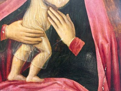 Vlaamse school: Madonna met Kind, olie op paneel, 16/17e eeuw — foto 9
