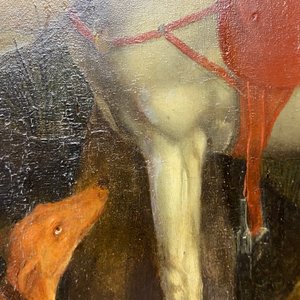 Vlaamse School naar Albrecht Dürer, 16/17e eeuw, olie op paneel: De bekering van de H. Eustachius of Hubertus — foto 28