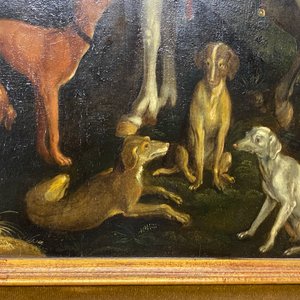 Vlaamse School naar Albrecht Dürer, 16/17e eeuw, olie op paneel: De bekering van de H. Eustachius of Hubertus — foto 39