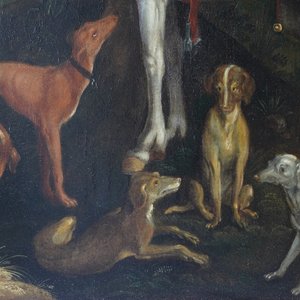 Vlaamse School naar Albrecht Dürer, 16/17e eeuw, olie op paneel: De bekering van de H. Eustachius of Hubertus — foto 48