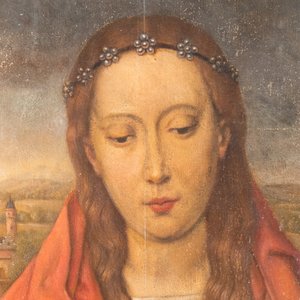Vlaamse school, navolger van Hans Memling (1430-1494): Madonna met Kind, olie op paneel, 19e eeuw — foto 3