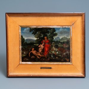 Vlaamse school, omgeving van Jan van Kessel (1626-1679), olie op koper: De schepping van Eva — foto 2