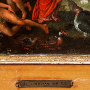 Vlaamse school, omgeving van Jan van Kessel (1626-1679), olie op koper: De schepping van Eva — foto 6