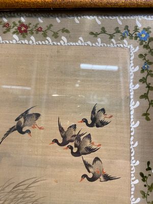 Wang Chengxun 王承勳 (19/20ème): 'Oiseaux et vases fleuris', encre et couleurs sur soie, République — photo 13