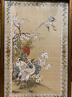 Wang Chengxun 王承勳 (19/20ème): 'Oiseaux et vases fleuris', encre et couleurs sur soie, République — photo 4