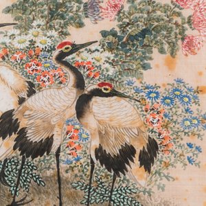 Wang Chengxun 王承勳 (19/20ème): 'Quatre oeuvres aux oiseaux', encre et couleurs sur soie, République — photo 19